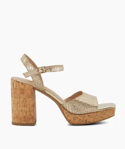 Cheap Jacuzzi - Gold Block Heeled Sandals