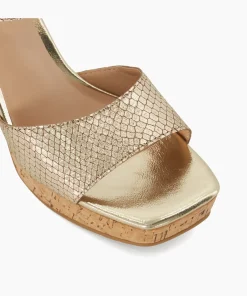 Cheap Jacuzzi - Gold Block Heeled Sandals