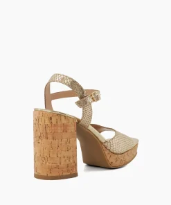 Cheap Jacuzzi - Gold Block Heeled Sandals