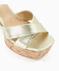 Cheap Jealous - Gold Block Heeled Sandals