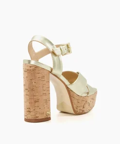 Cheap Jealous - Gold Block Heeled Sandals