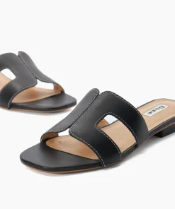 Sale Loupe - Black Flat Sandals