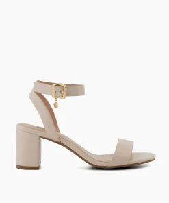 Fashion Memee - Ecru Block Heeled Sandals