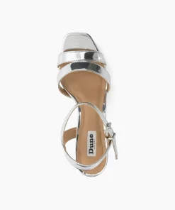 Fashion Molten - Silver Block Heeled Sandals